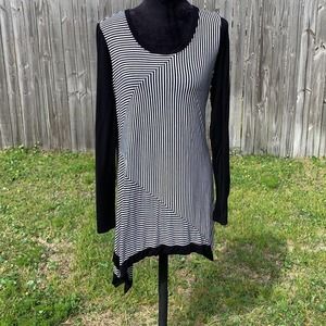 PHILOSOPOHY Striped Long Sleeve Tunic Top L